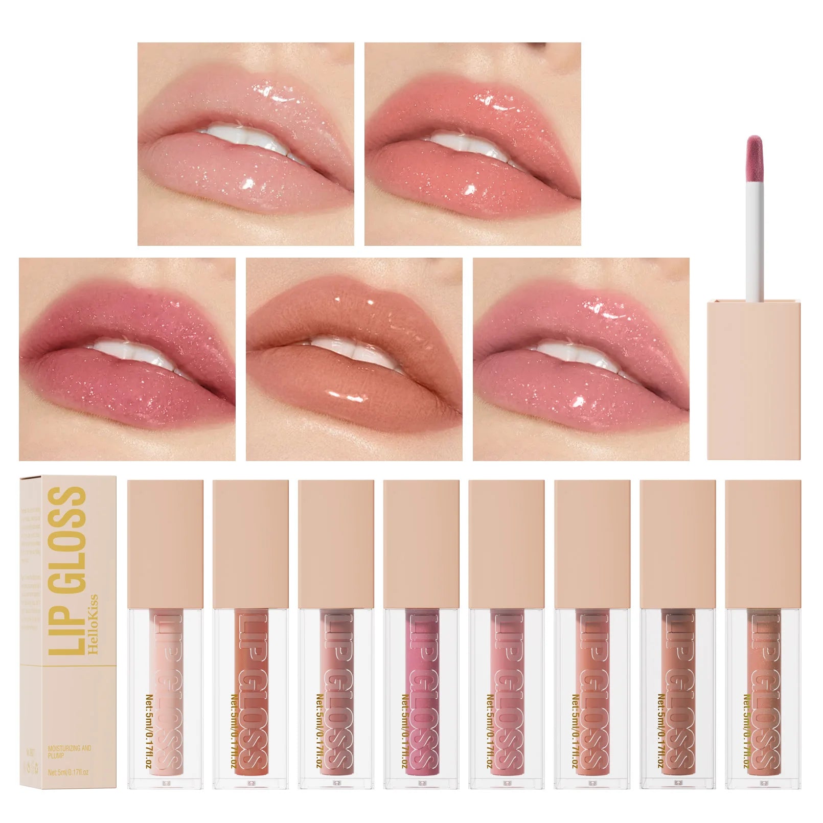 Wholesale 5ml Shiny Hydrating Volumizing Extreme Lip Plumper Gloss Private Label Cruelty Free Organic Moisture Lipgloss Logo