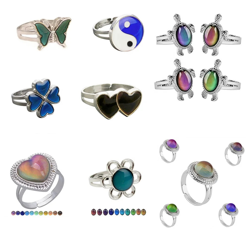 Adjustable Temperature Ring for Women Couples Cute Fashion Jewelry Changing Color Mood Emotion Rings Turtle Alloy Gift Idea