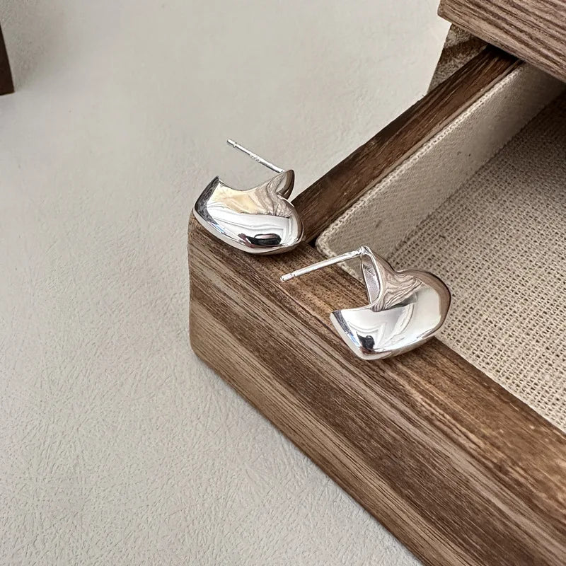 Fine Jewelry Non Tarnish Earring Korean Earrings Minimalist Heart Earring in Silver