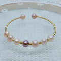 18K Plated Braided Bracelet 7-8mm Freshwater Color Pearls Handmade Woven Copper Cute 239 Direct Factory Pearl Bracelet Bangle