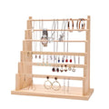 Popular ZQ Brand 6 Stepped Layer Natural Pine Wood Roller Flat Bars Earrings Holder Rack Stand