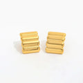 JOOLIM Jewelry PVD 18K Gold Plated Croissant Layered Band Stud Earring Stainless Steel for Women Earrings Fashion Jewelry
