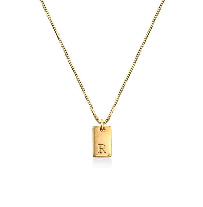 Milskye Personality Fashion Fine Jewelry for Women 925 Silver 18k Gold Letter square Pendant Necklace