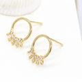 Wholesale 14K Gold Plated Round Zircon Stud Earrings