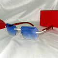 2026 New Fashion Cut Lens Sunglasses square Rimless Sunglasses 2023 Luxury Brand Design Vintage Rimless Rhinestone Sunglasses
