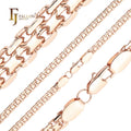 2.5mm+ FJ Fallon Fashion Jewelry Bismarck Weaving Anchor Double Link Chain Plated in Rose Gold Brass Based Split