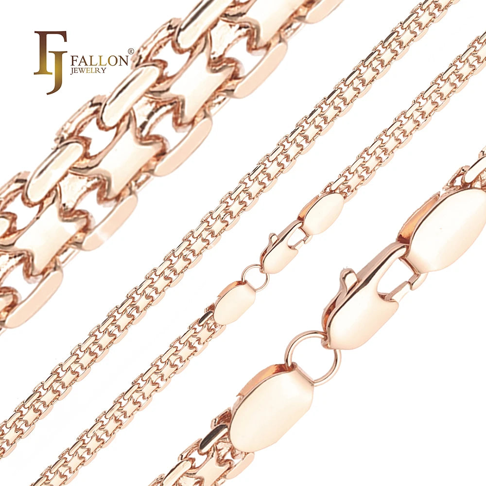 2.5mm+ FJ Fallon Fashion Jewelry Bismarck Weaving Anchor Double Link Chain Plated in Rose Gold Brass Based Split