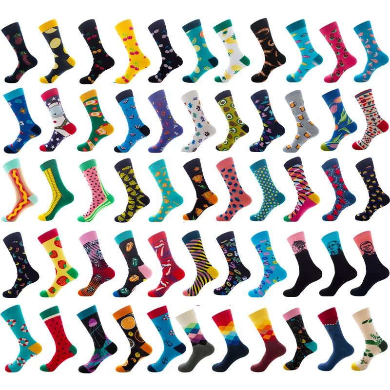 Trendy  Men and Women Custom Fruit Socks Tube Cotton Socks Wholesale