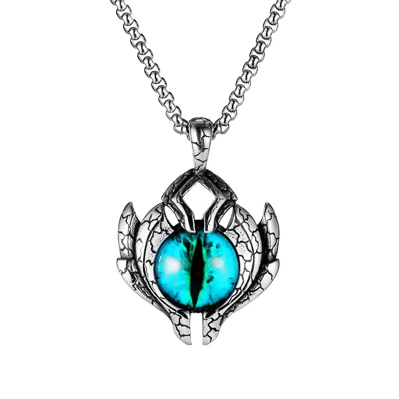 Devil Eye Pendant Necklace Turkish Vintage Stainless Steel Chain Third Eye Gothic Devil Eye Necklace for Boy Girl Gifts