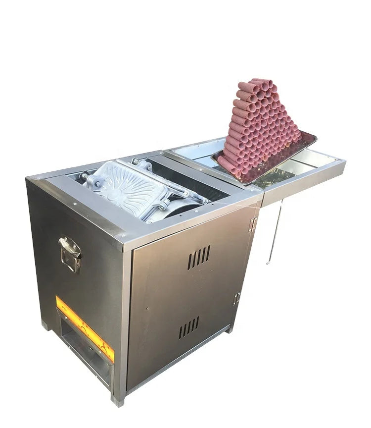 Commercial Stall Rotating Stainless Steel Gas Egg Roll Machine Non-Stick Six-Sided Thickened Ice Cream Cone Crispy Maker
