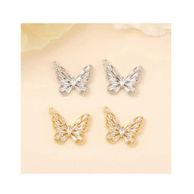 Necklace Bracelet Earrings Jewelry Findings Accessories Brass Copper Crystal Rhinestone Zircon butterfly Ornament Charms Pendant