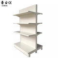 Supermarket Double Sided Display Rack Heavy-Duty White Metal Convenience Store Shelf Factory Wholesale