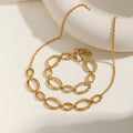 Ladies Style 18K PVD Gold Plated Stainless Steel Jewelry Set Chunky Link & Chain Bracelet Necklace  Set for Women