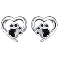 CAOSHI Copper Jewelry Silver Plating Earrings Love Heart Cute Pet Cat's Dog Paw Animal Black Enamel Stud Earrings