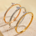 Large Diamond Full Diamond Non Fading Smooth and Shiny Simple Stainless Steel Bangles Bracelets
