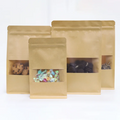 Personalized PE Coated Heat Wrapping Resealable Rice Storage Custom Logo Kraft Food Paper Stand up Bag Doypack