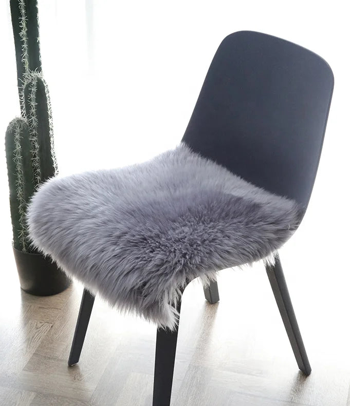 Luxury Long Wool Real Australian Sheepskin Fur Cushion Modern Extra Thick for Car Sofa Bed Living Room Home Decor