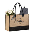 Custom Logo ODM Brand Medium Size Jute Hessian Tote Bags Beach Handbags Shoulder Strap Factory Price