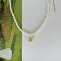 Minimalist Pearl Necklace 925 Sterling Silver 18k Gold Rose Flower Pearl Necklace