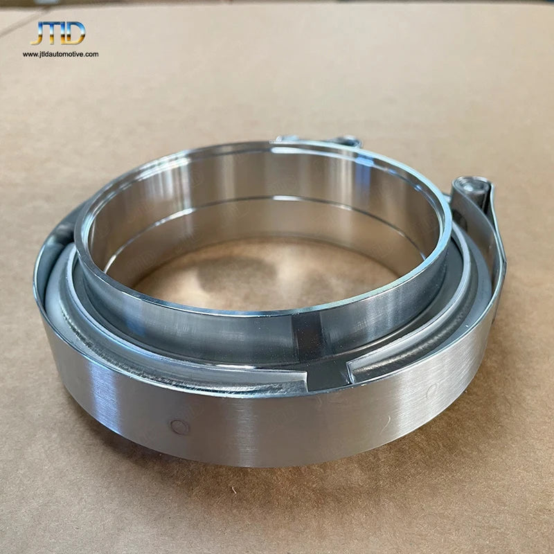 JTLD Universal 4 Inch 304SS Standard V-band Clamp Male and Female Flange Kit for Exhaust System Downpipe