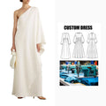 OEM Service Brand Customization Elegant Graceful Cape Bell Sleeve Long One-Shoulder Gown Loose Floor-Length Dress for Party