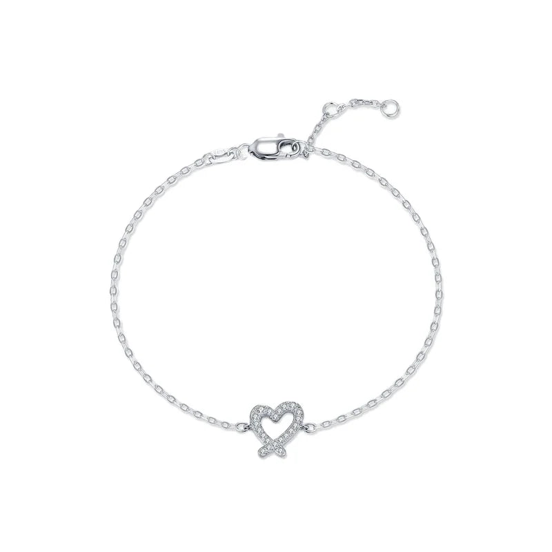 SPJ Manufacturer 925 Sterling Silver Irregular Heart Moissanite Bracelet VVS1 D Color Lab Diamond Sweet Cute Bracelet for Women