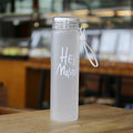 480ml Frosted Colorful Portable Unbreakable Hand-made Minimalist Glass Water Bottle with Rubber Rope Handle for Back to School