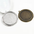 40mm Inner Size Antique Bronze Silver Plated Round Glass Cabochon Blank Tray Base Setting Charms Pendant Bezel DIY Jewelry