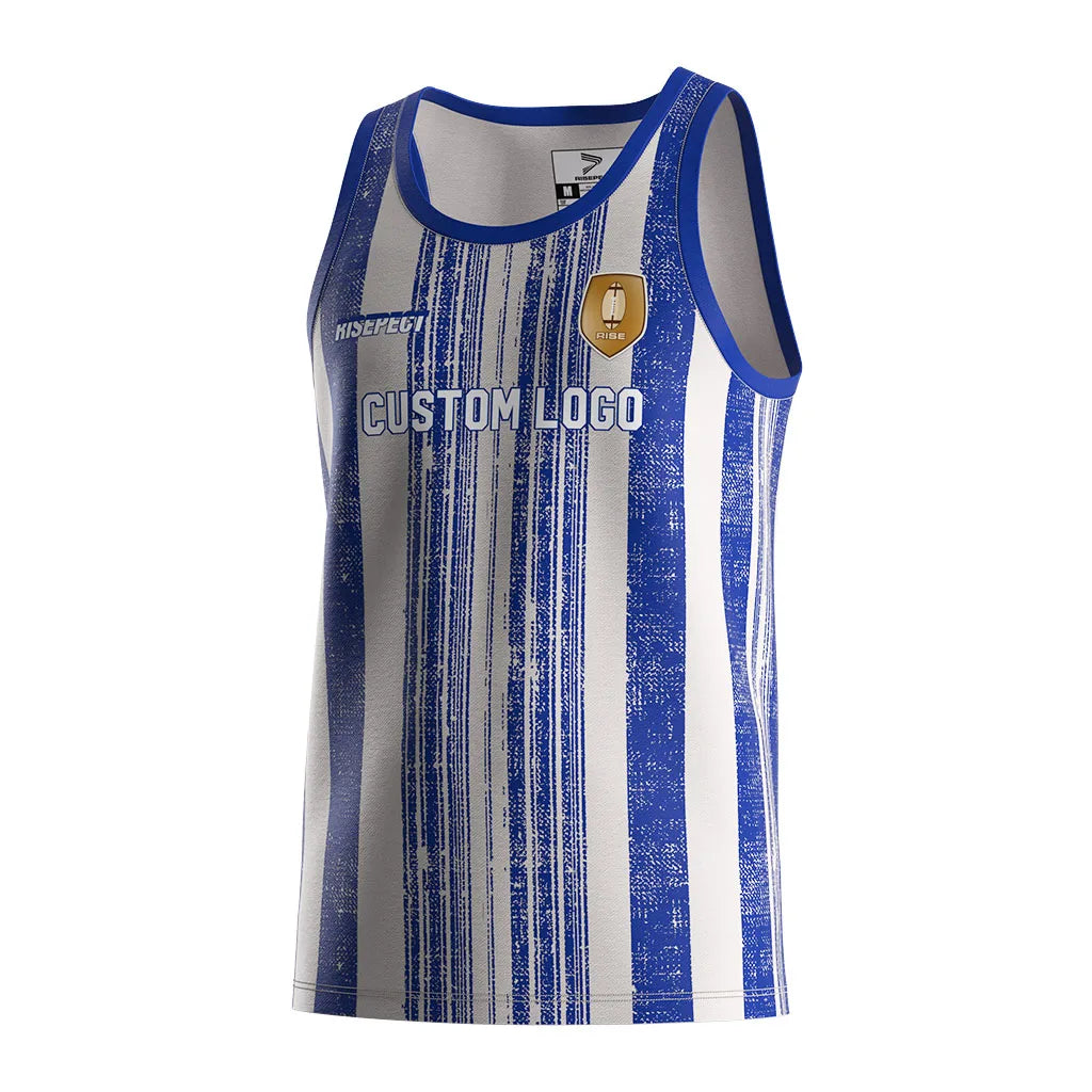 Supplier Men'S Gym Workout Muscle Sleeveless Custom Striped Shirt Half Fiji Top Quality Sublimation Rugby Jersey