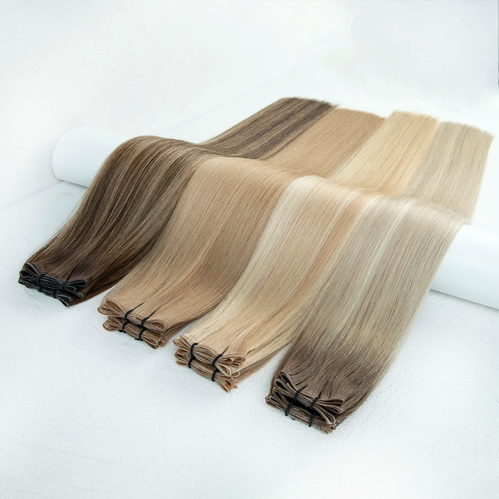 LeShine Genius Weft 12A Double Drawn Invisible Hair Extensions Virgin Remy Hair Straight and Wave Styles