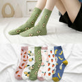 Women's Korean Version Summer Cartoon Fruit Cotton Socks New Fashion Street Style Anti-Slip Watermelon Lemon Strawberry Banana