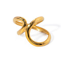 Unique Design Fashion Jewelry Waterproof 18k Gold Plated Stainless Steel Cuff Open Rings Female Wedding Band Gift