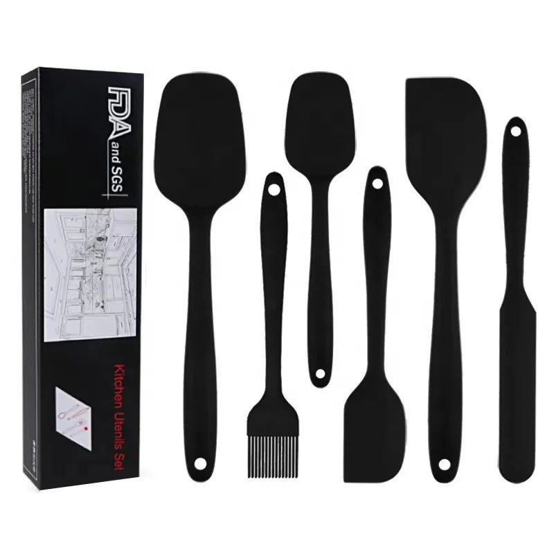 6 Piece Multicolor Non-stick Silicone Spatula Heat Resistant Kitchen Silicone Pastry Scraper Spatula Food Grade Baking Tools