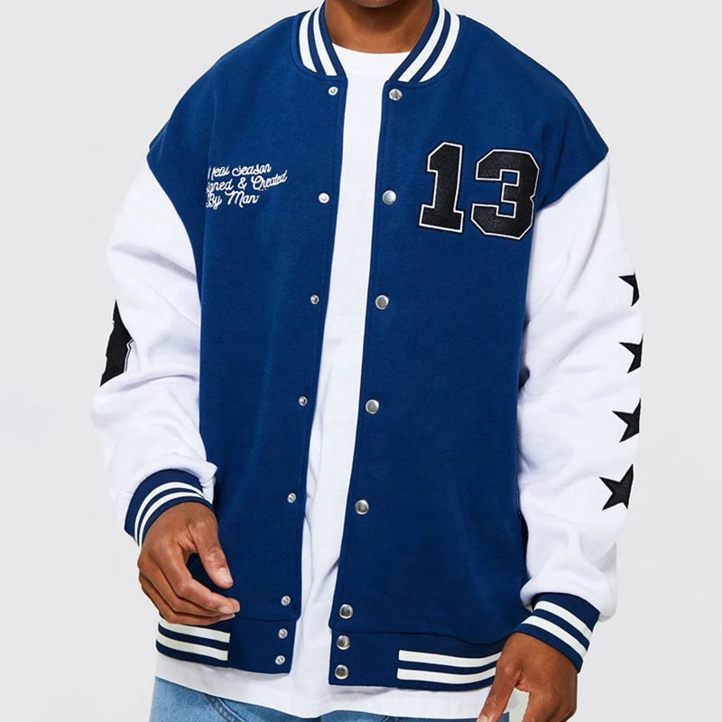 OEM Custom Winter Chenille Embroidery Leather Sleeves Baseball Jacket Letterman Varsity Jacket for Men