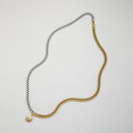 YF3959 New Stainless Steel Waterproof Jewelry 18k Gold Plated Two Tone Double Chain Splicing Copper Zircon Pendant Necklace