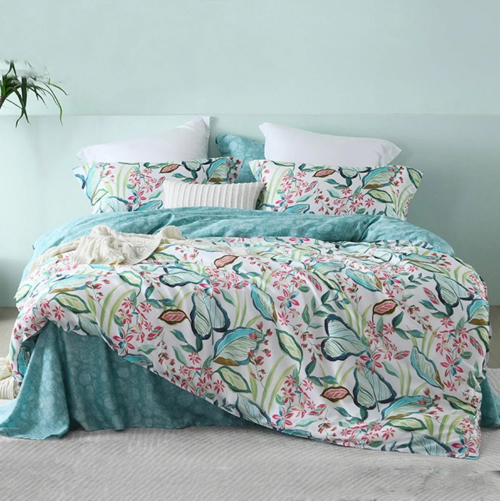 Blue Pastoral Style Home Textiles Digital Printing Bedding Lyocell 4pcs Bedding Set Supplier MegaBDM