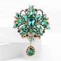 Luxury Big Color Crystal Alloy Water Drop Shape Brooch Pin Wedding Dress Corsage Love Gift for Children's & Women