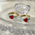 GT Red Blue Contrast Color Enamel Love Heart Hoop Earrings Network Red Temperament Versatile Earrings Wholesale Girl
