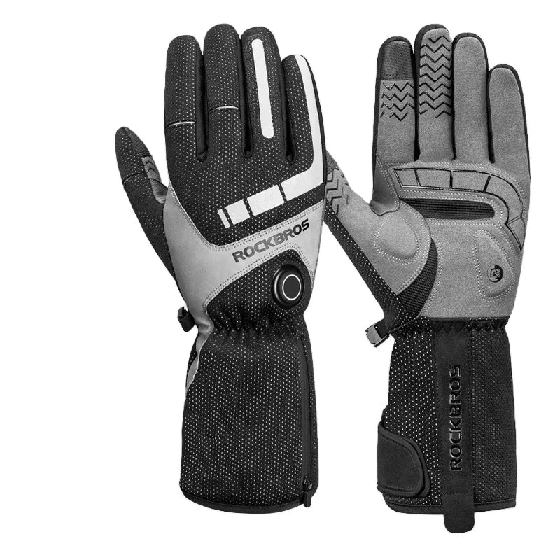 ROCKBROS Electric Battery Heated Gloves Touch Screen Thermal Heat Ski Bike Motorcycle Gloves Hand Warmers for Women Men