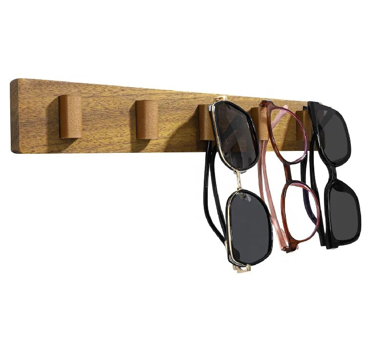 5 Slots Wooden Wall Sunglasses Holder Sunglass Organizer Storage