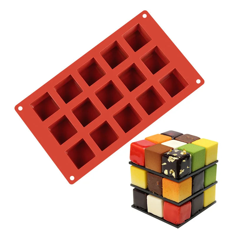 BPA Free Eco-friendly Non-stick 15 Cavities Silicone 's Cube Mold Custom Pantone Colors for Chocolate Lump Sugar Cake