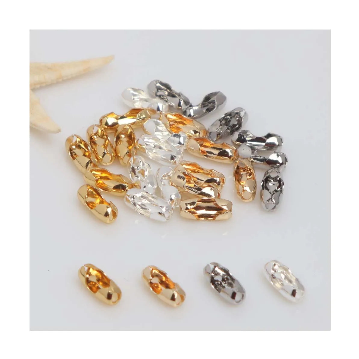 14k Gold Plated Bead Chain Connection Assembly Double-ended Bead Chain Clasp Bracelet Assembly Copper Necklace Jewelry Findings