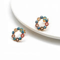 Colorful Flower Drop Oil Eye Earrings for Women Fashion Full Diamond Earrings Ear Studs