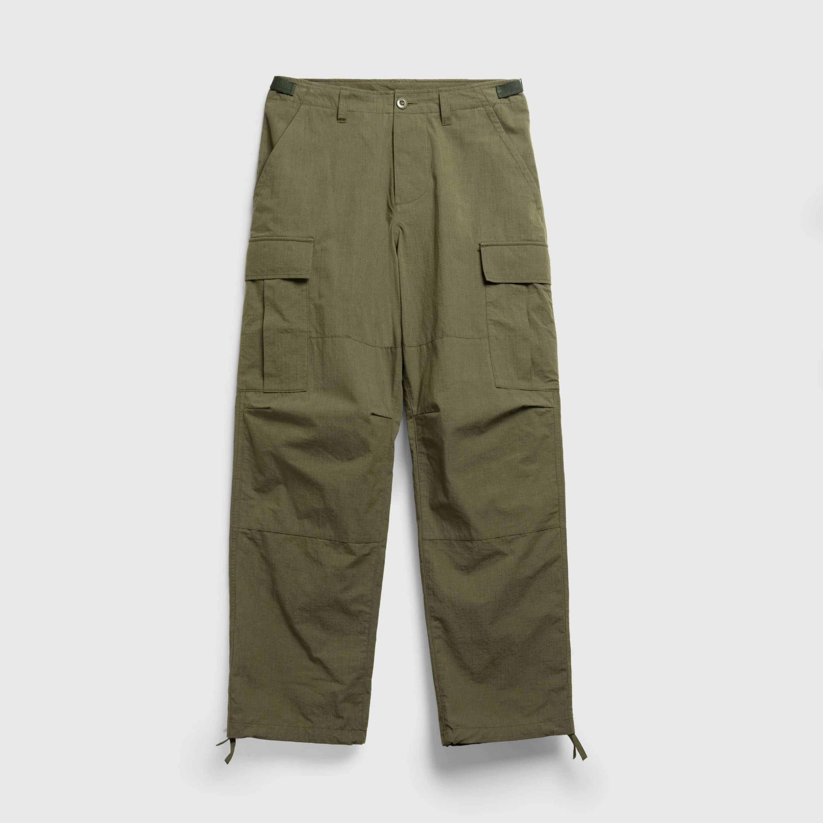 Men's Loose Fit Ripstop Button Down Waist Drawstring Adjustable Hem Heavyweight Cargo Pant