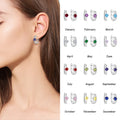 Simple 925 Sterling Silver Shiny U Square Purple Zircon Ear Buckles for Women Fine Jewelry Luxury Wedding Gift Stud Earrings