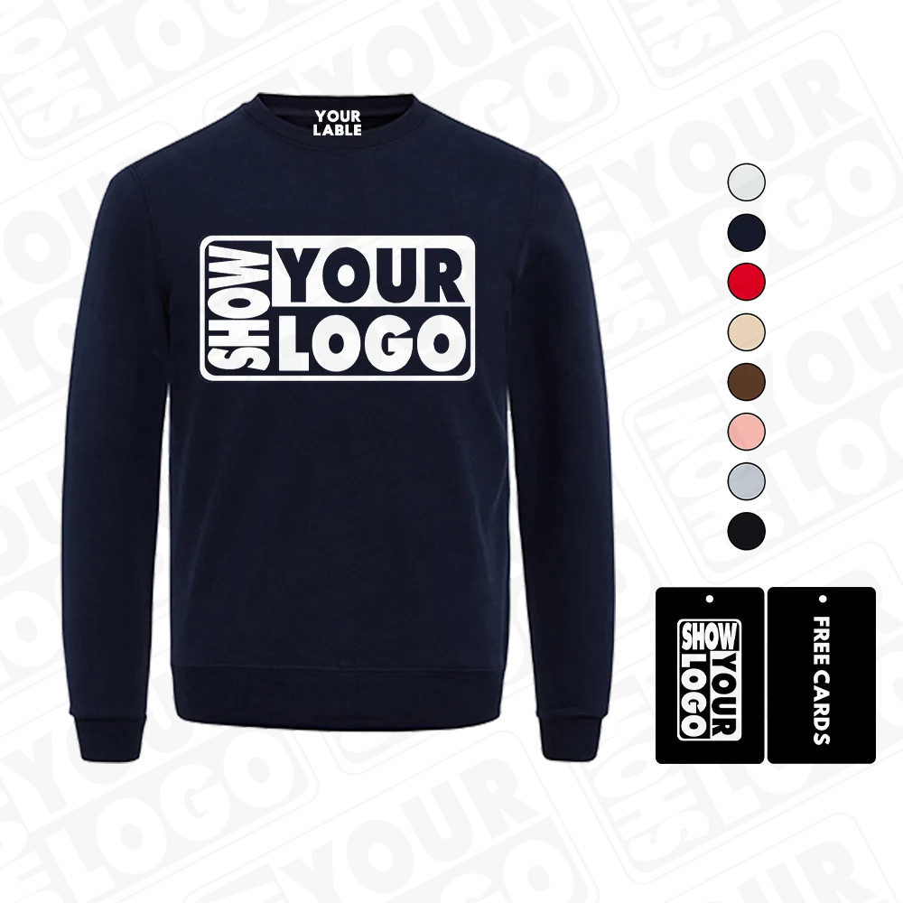 CB036-YB420A Men's Autumn/Winter Crew Neck Pullover Thick Long-Sleeved Velvet-Lined Hoodless Sweater Embroidered Print