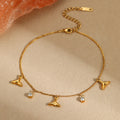 Nimai Elegant Waterproof Jewelry Gold PVD Plated Stainless Steel Fish Tail Charms Thin Chain Fashion Bracelet Bangles