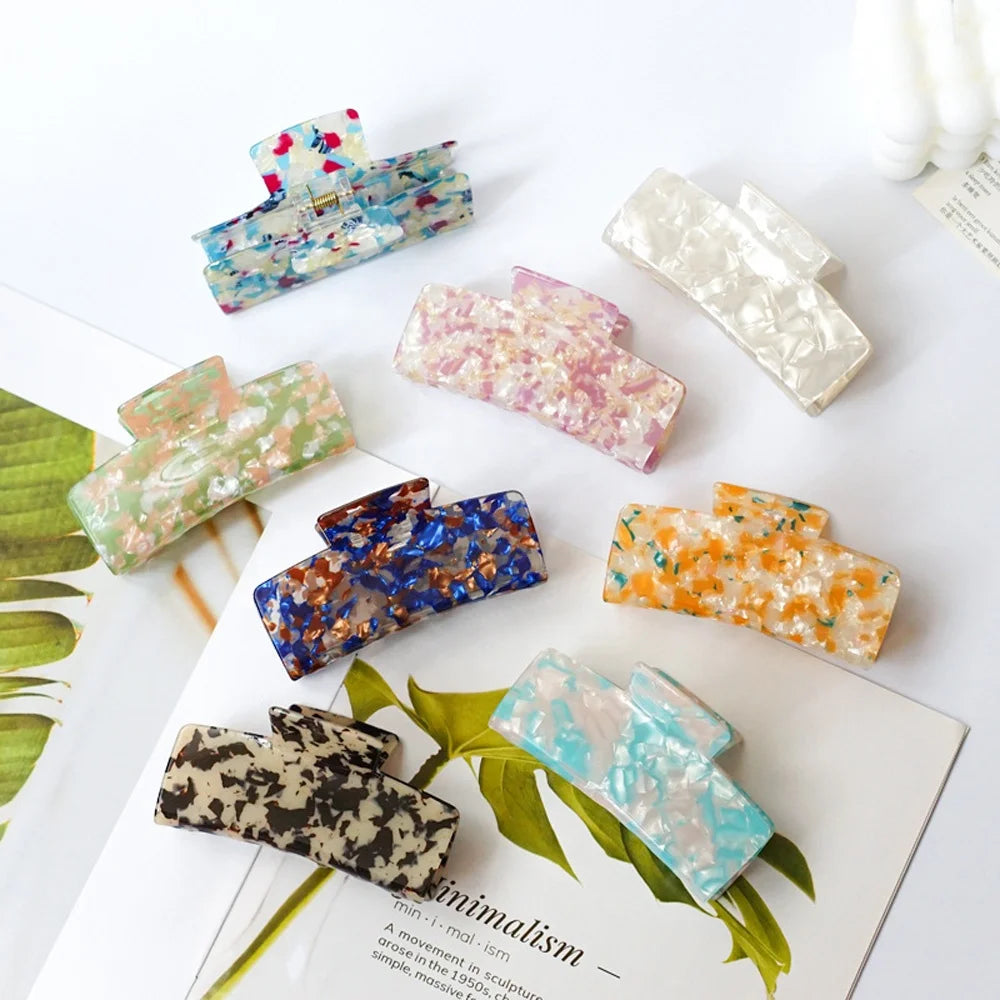 Wholesale Fashion Strong Hold Korean Colorful Glitter Marble Jaw Clips Large Cellulose Acetate Hair Claw Clip for Women