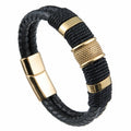 Holiday Gift Bracelet Jewelry Fashion Punk Magnetic Buckle Braided Bracelet Stainless Steel Leather Bracelet for Men
