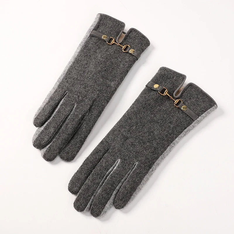 Fashion Ladies Thermal Warm Party Daily Use Business Winter Touch Screen Girls Wool Gloves